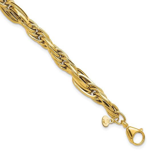 14K Yellow Gold Polished Fancy Link Bracelet