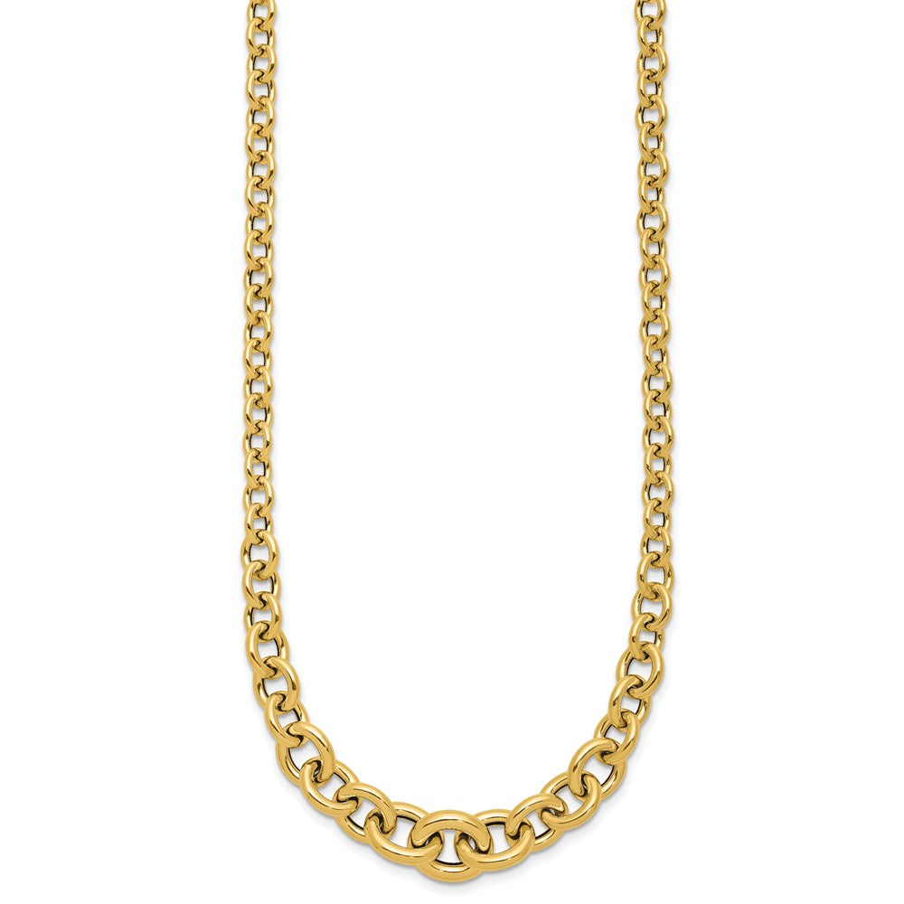 14K Yellow Gold Polished Fancy Graduated Circle Link Necklace