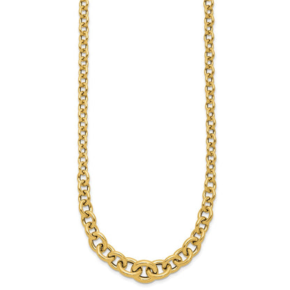 14K Yellow Gold Polished Fancy Graduated Circle Link Necklace