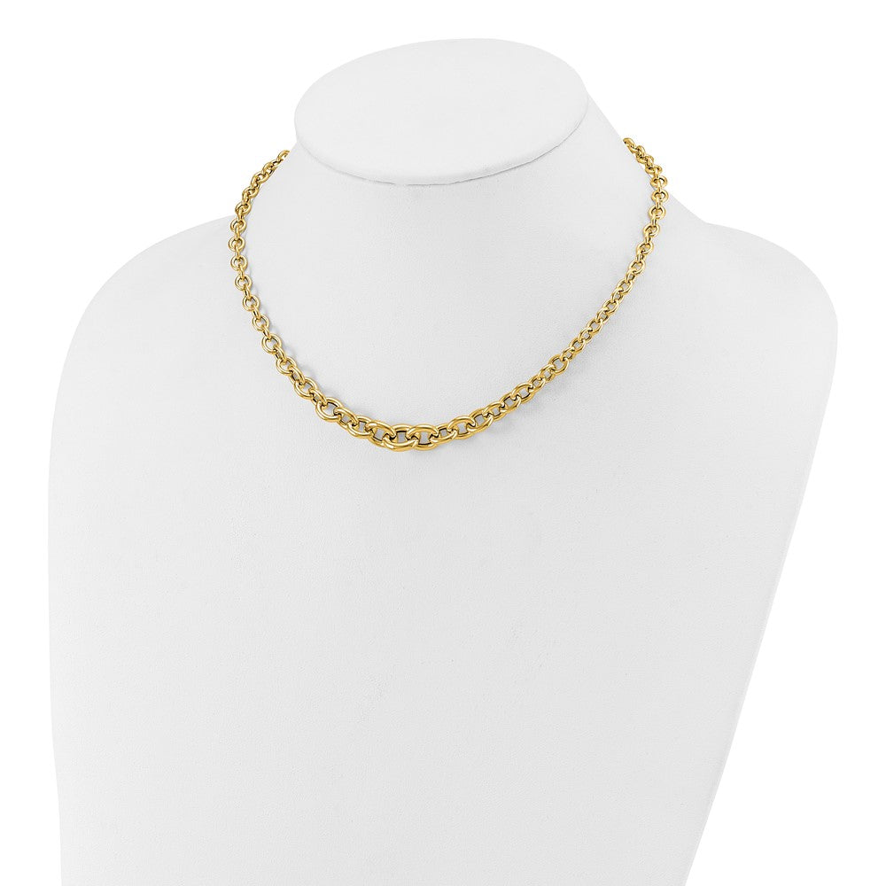 14K Yellow Gold Polished Fancy Graduated Circle Link Necklace
