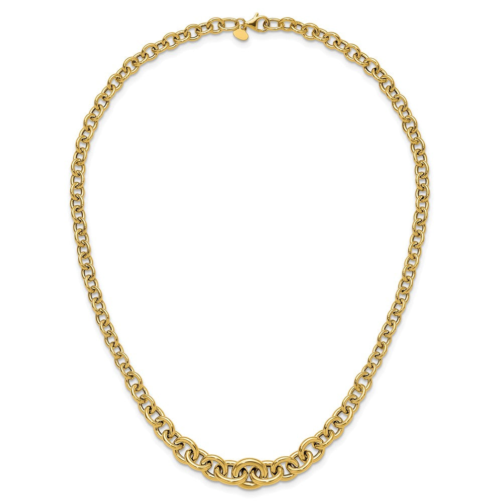 14K Yellow Gold Polished Fancy Graduated Circle Link Necklace