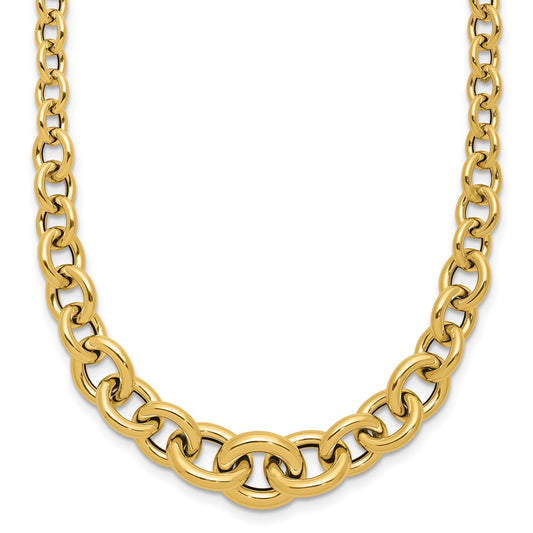 14K Yellow Gold Polished Fancy Graduated Circle Link Necklace