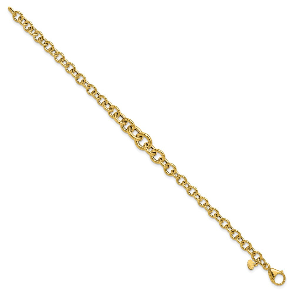 14K Yellow Gold Polished Fancy Graduated Circle Link Bracelet
