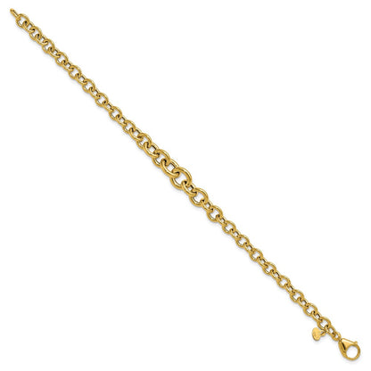 14K Yellow Gold Polished Fancy Graduated Circle Link Bracelet