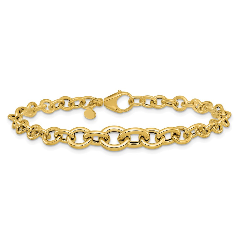 14K Yellow Gold Polished Fancy Graduated Circle Link Bracelet