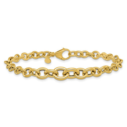 14K Yellow Gold Polished Fancy Graduated Circle Link Bracelet