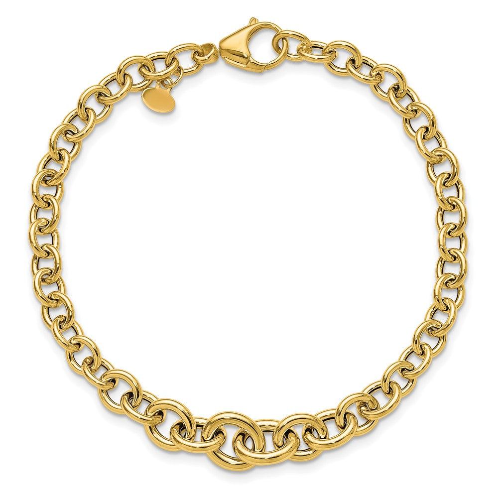14K Yellow Gold Polished Fancy Graduated Circle Link Bracelet