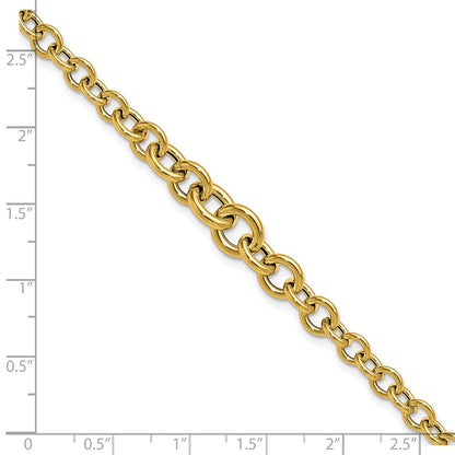 14K Yellow Gold Polished Fancy Graduated Circle Link Bracelet