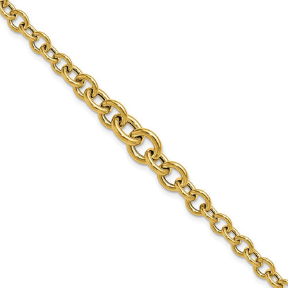 14K Yellow Gold Polished Fancy Graduated Circle Link Bracelet