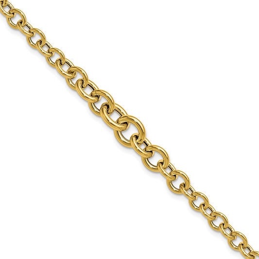 14K Yellow Gold Polished Fancy Graduated Circle Link Bracelet