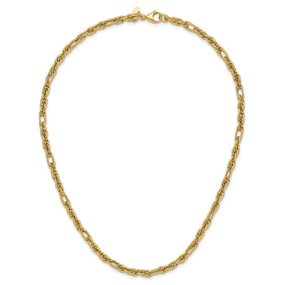 14K Yellow Gold Polished And Textured Fancy Link Necklace