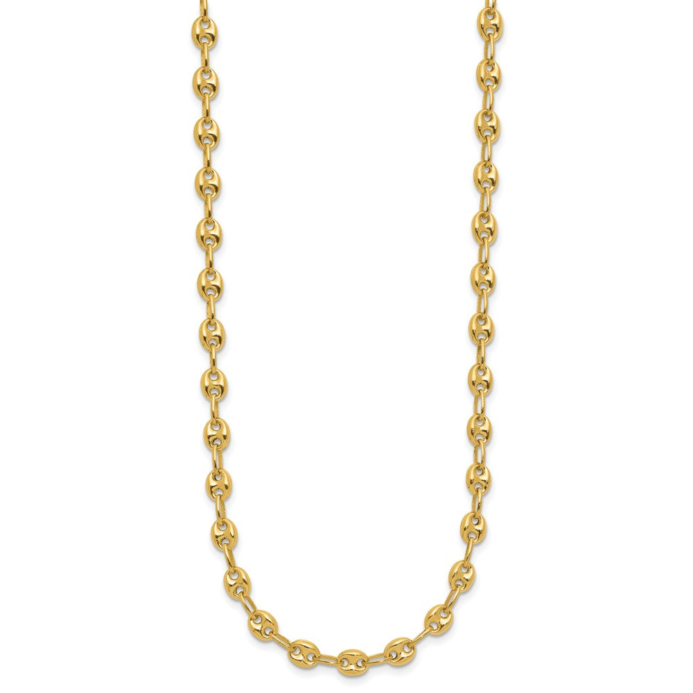 14K Yellow Gold Polished Puffed Mariner Link Necklace