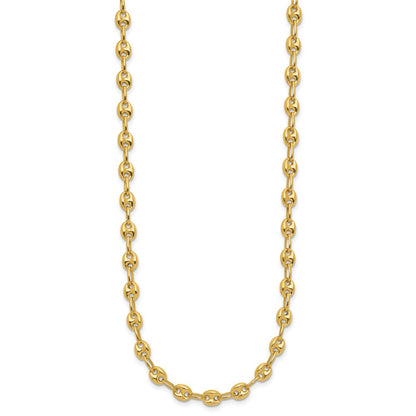 14K Yellow Gold Polished Puffed Mariner Link Necklace