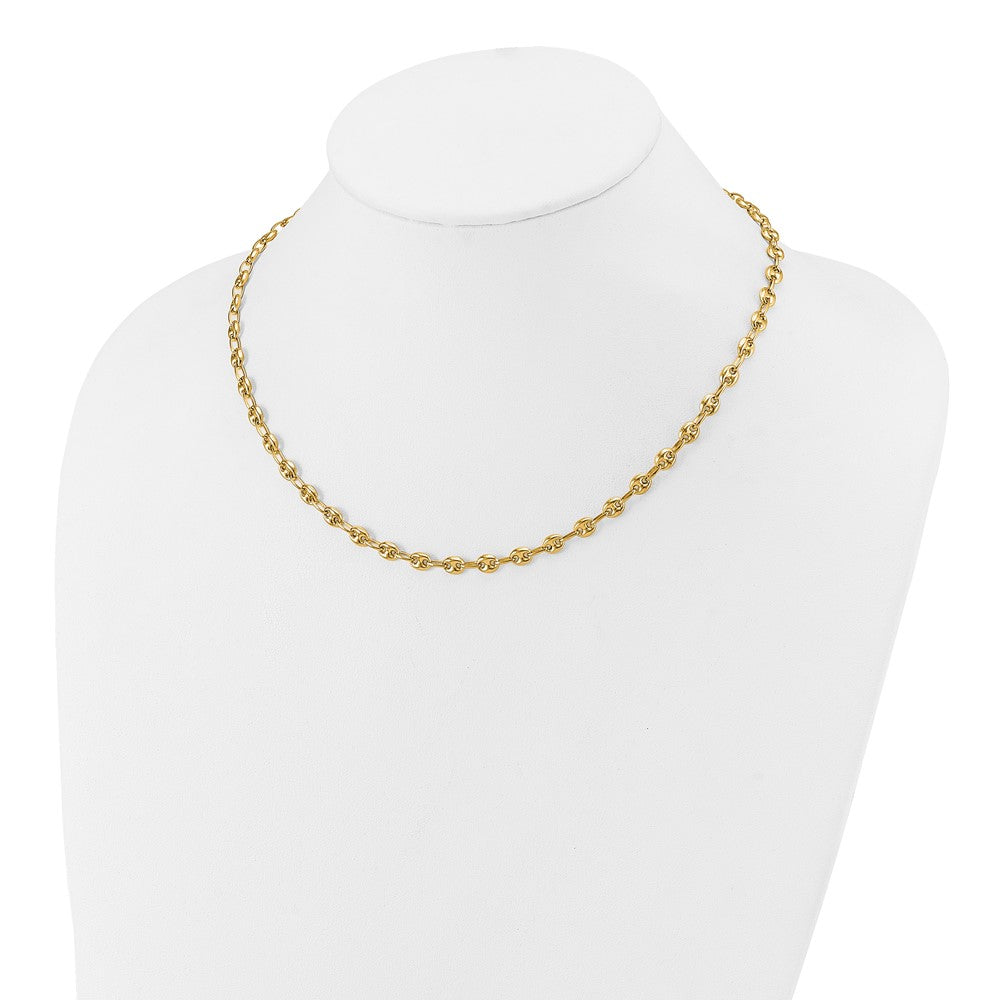 14K Yellow Gold Polished Puffed Mariner Link Necklace