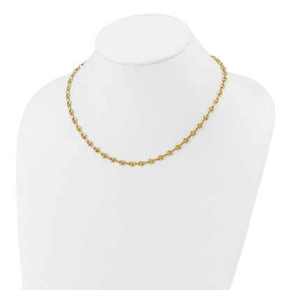14K Yellow Gold Polished Puffed Mariner Link Necklace