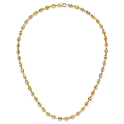 14K Yellow Gold Polished Puffed Mariner Link Necklace