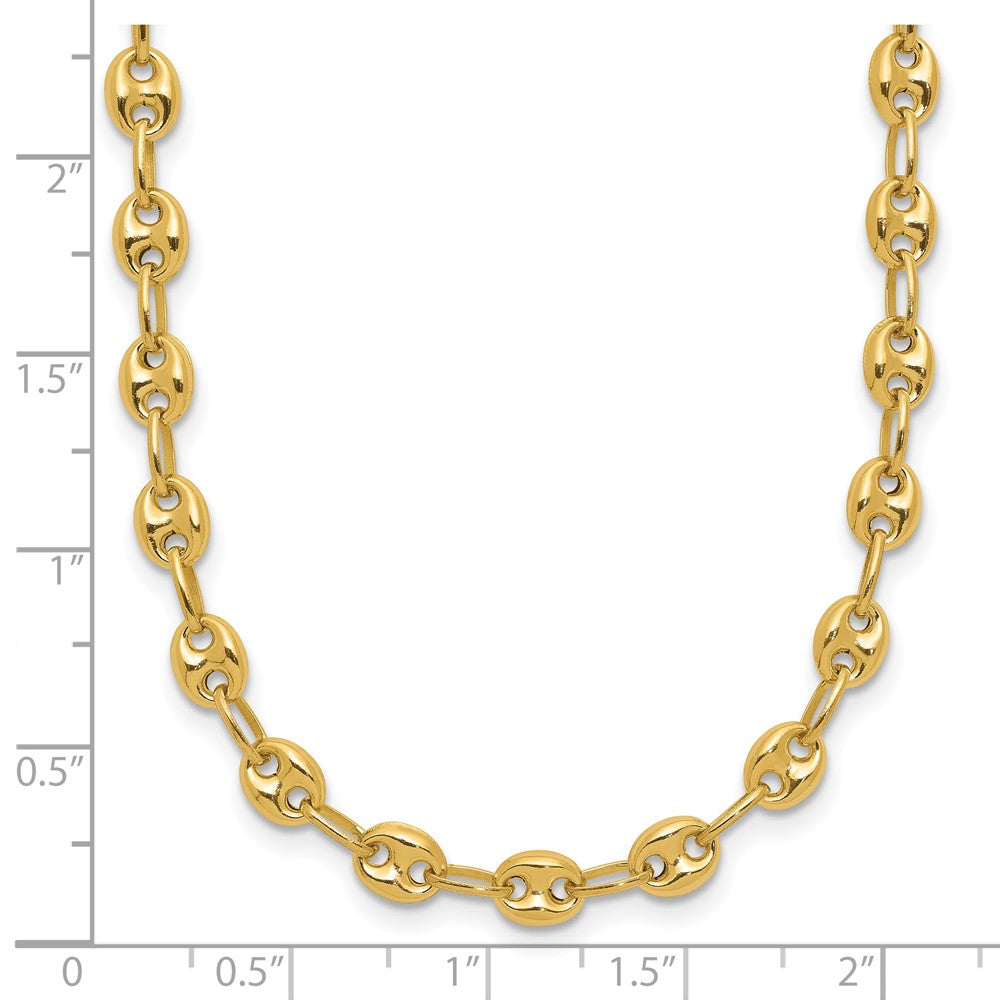14K Yellow Gold Polished Puffed Mariner Link Necklace