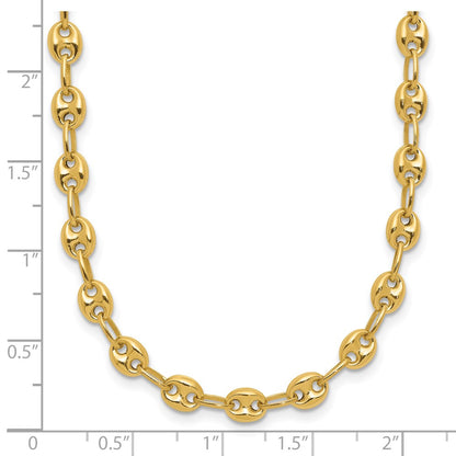 14K Yellow Gold Polished Puffed Mariner Link Necklace