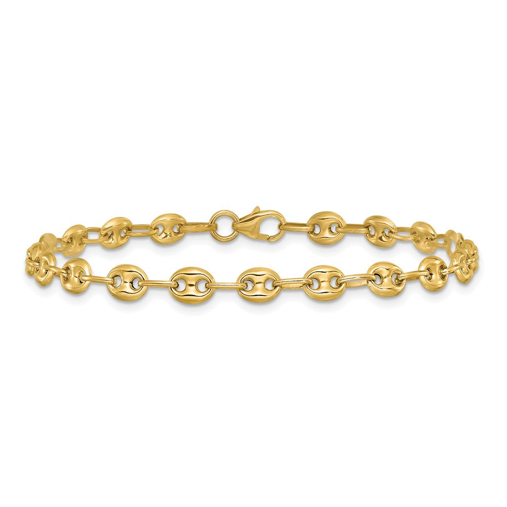 14K Yellow Gold Polished Puffed Mariner Link Bracelet