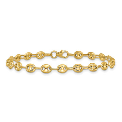 14K Yellow Gold Polished Puffed Mariner Link Bracelet