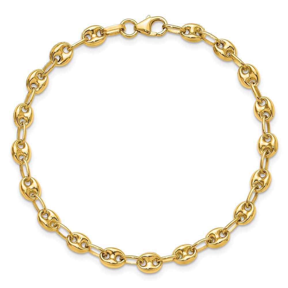 14K Yellow Gold Polished Puffed Mariner Link Bracelet