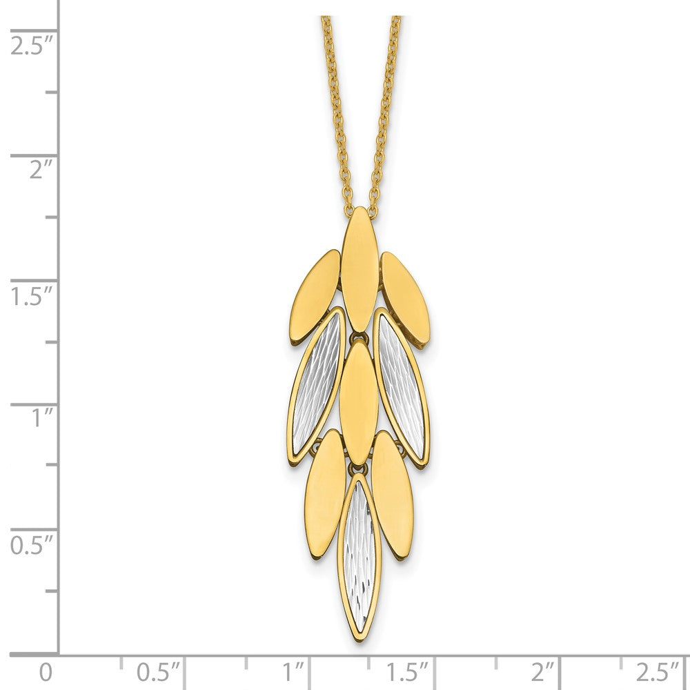 14K Two Tone Polished/Dia Cut Fancy 1In Ext. Necklace