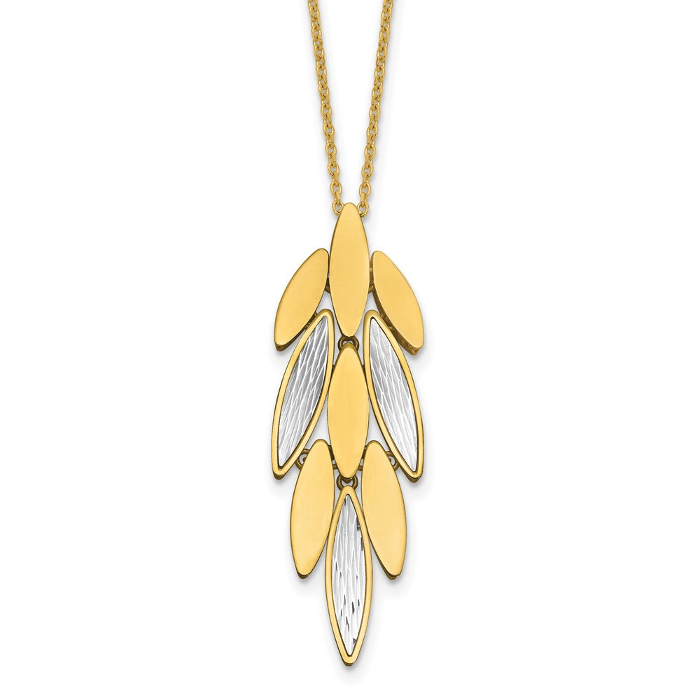 14K Two Tone Polished/Dia Cut Fancy 1In Ext. Necklace