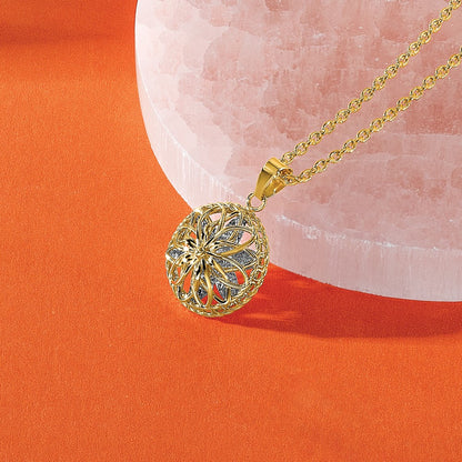 14K Two Tone Polished And Diamond Cut Fancy Pendant