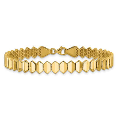 14K Yellow Gold Polished Fancy Geometric Link Bracelet