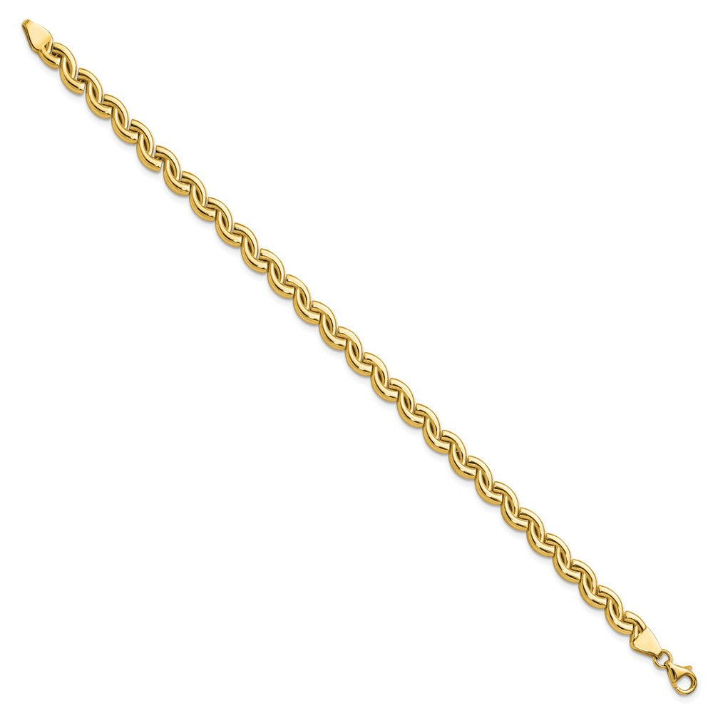14K Yellow Gold Polished Fancy Wave Link Bracelet