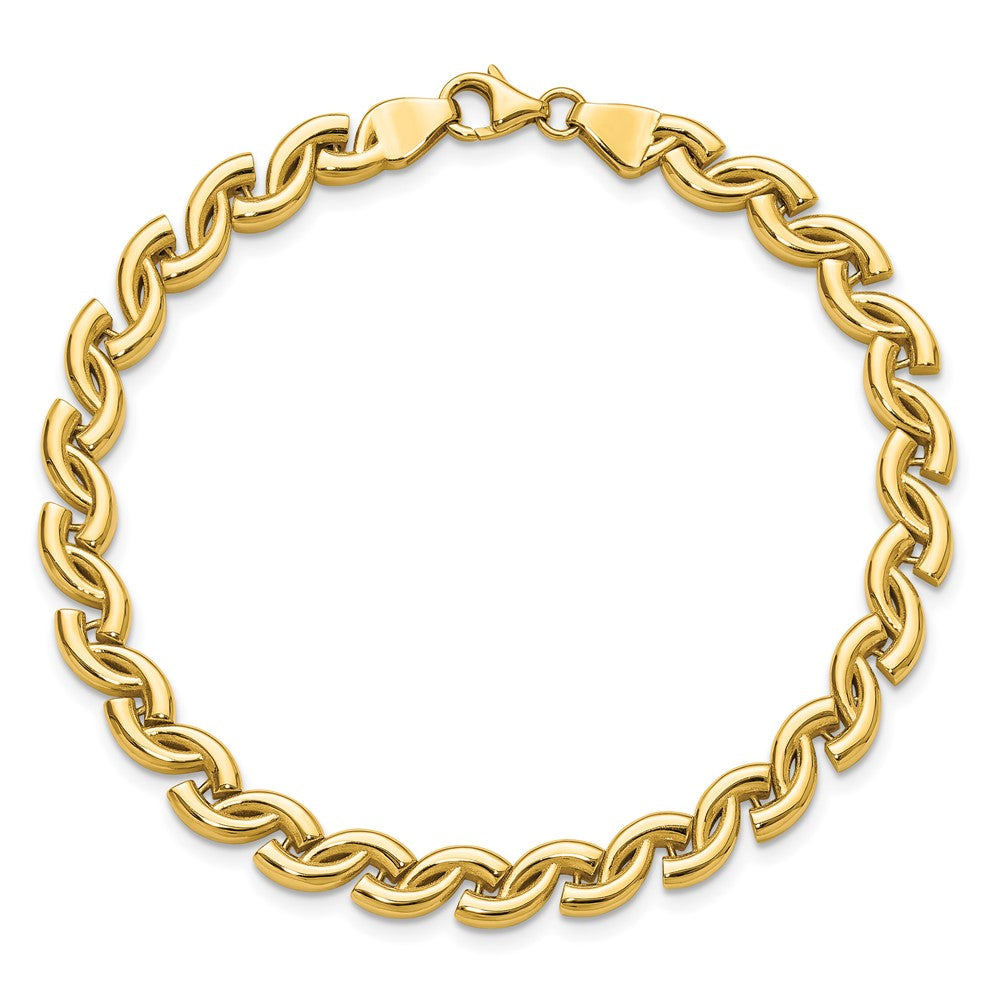 14K Yellow Gold Polished Fancy Wave Link Bracelet