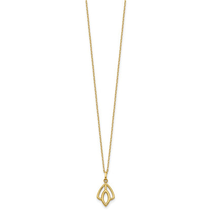 14K Yellow Gold Polished Floral Pendant Necklace