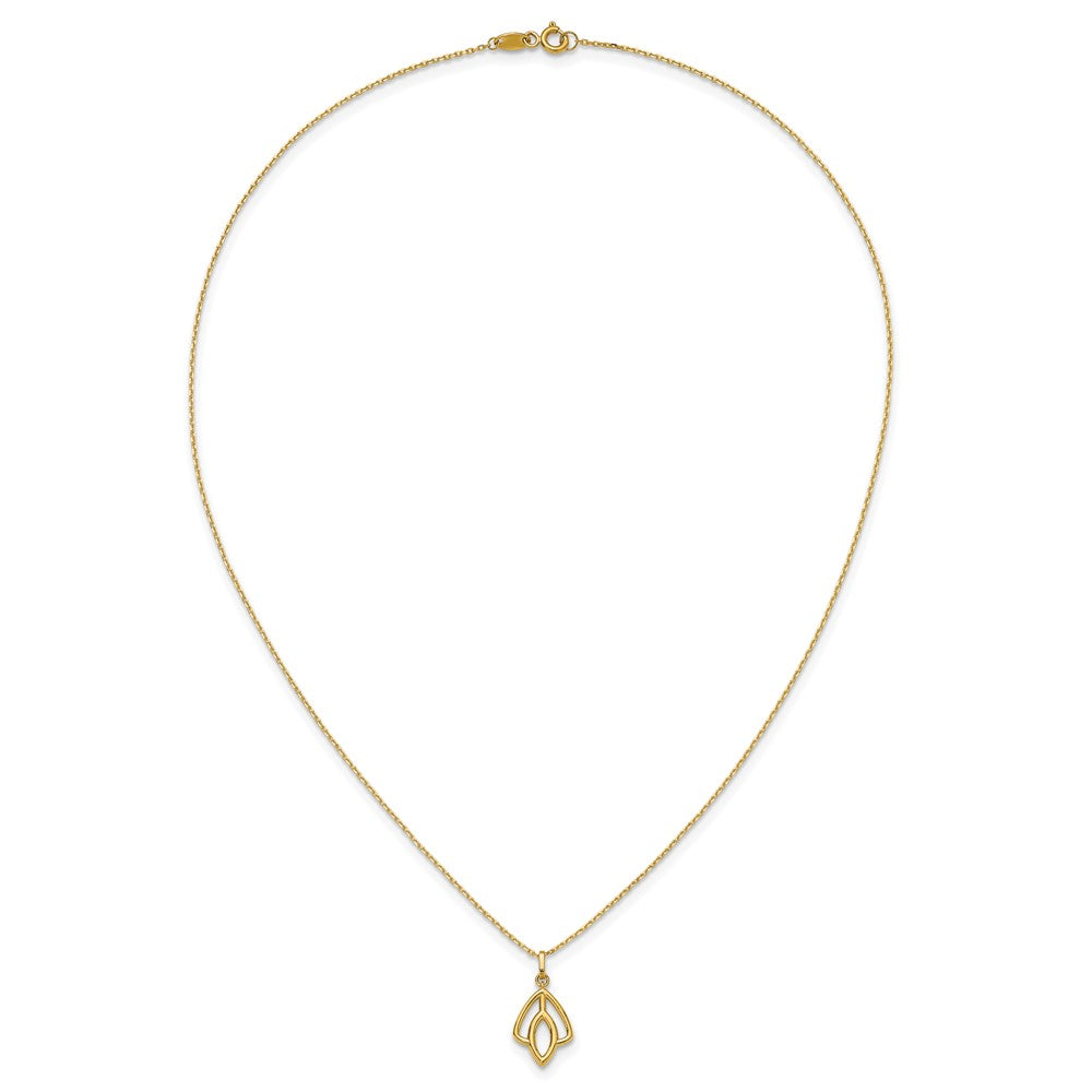 14K Yellow Gold Polished Floral Pendant Necklace