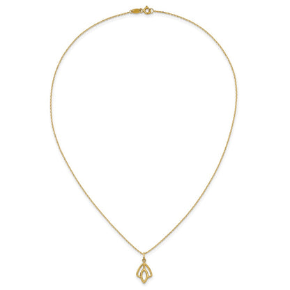 14K Yellow Gold Polished Floral Pendant Necklace
