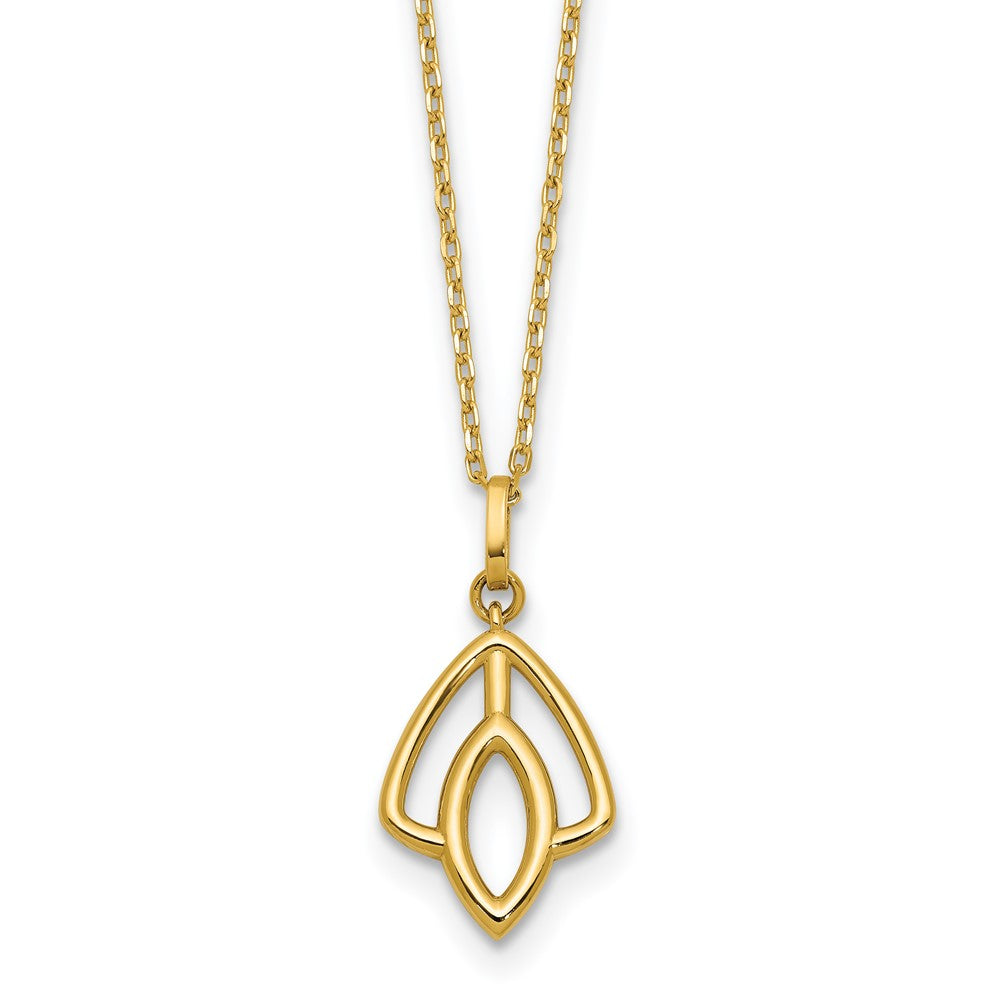 14K Yellow Gold Polished Floral Pendant Necklace