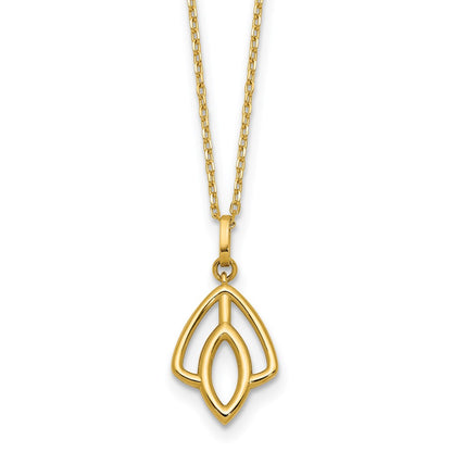 14K Yellow Gold Polished Floral Pendant Necklace