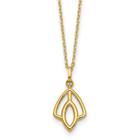 14K Yellow Gold Polished Floral Pendant Necklace