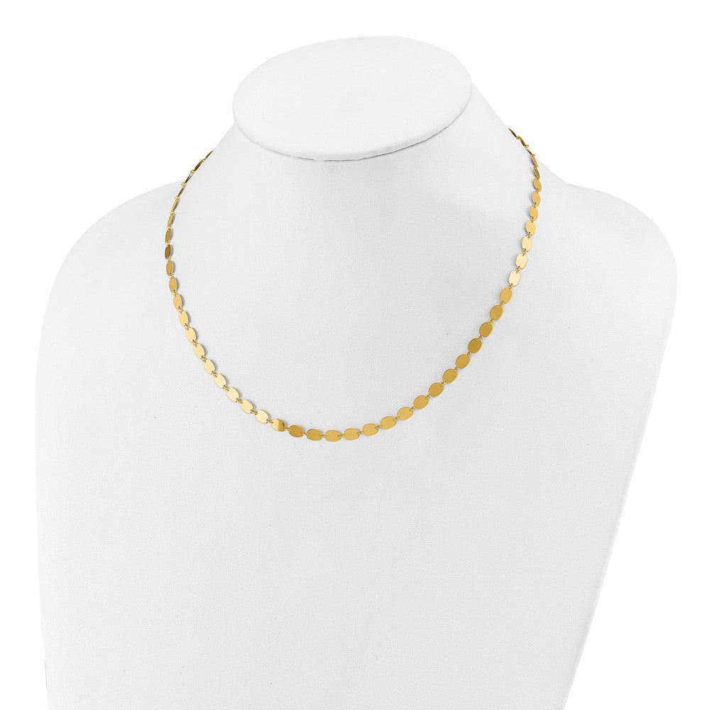 14K Yellow Gold Polished Fancy Mirror Link Necklace