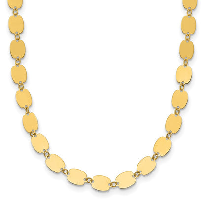 14K Yellow Gold Polished Fancy Mirror Link Necklace