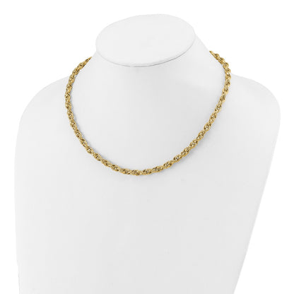 14K Yellow Gold Polished/Textured/Dia Cut Twisted Link Necklace