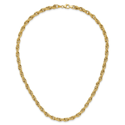 14K Yellow Gold Polished/Textured/Dia Cut Twisted Link Necklace