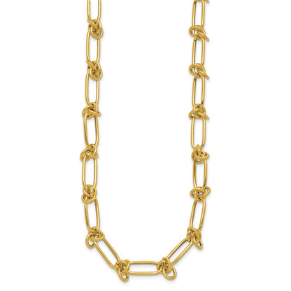 14K Yellow Gold Polished Love Knot Fancy Paperclip Link Necklace