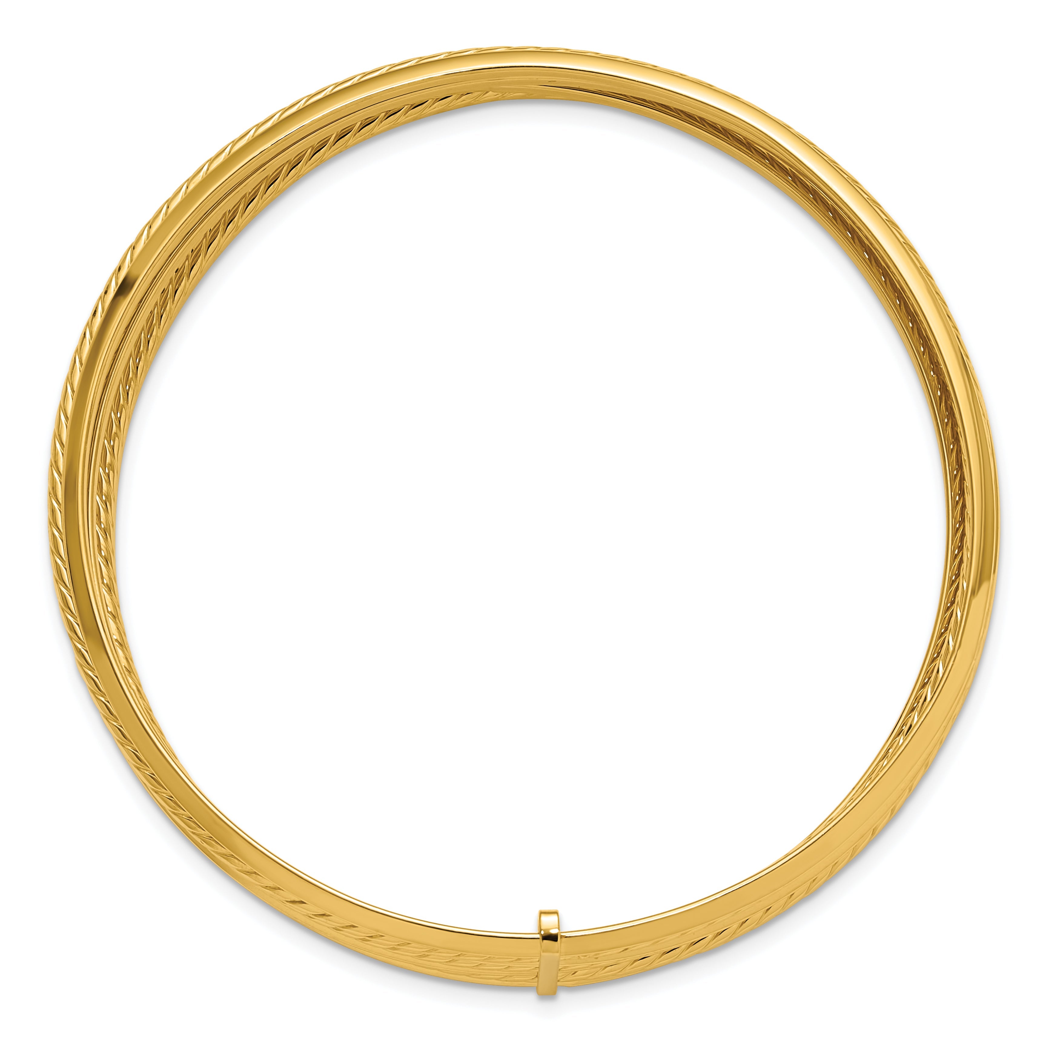 14K Yellow Gold Polished And Twisted 7 Layer Slip On Bangle