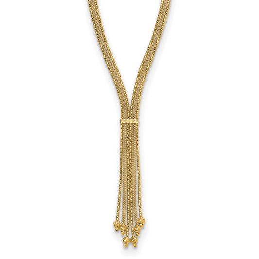 14K Yellow Gold Polish/Texture/Dia Cut Fancy Drop Necklace