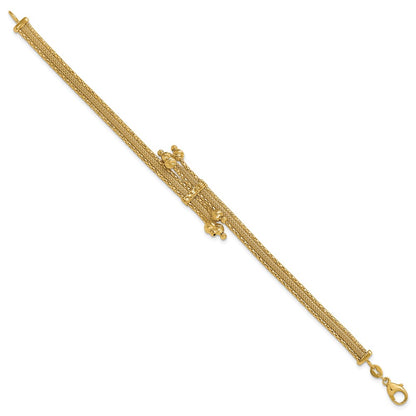 14K Yellow Gold Polish/Texture/Dia Cut Fancy Bracelet