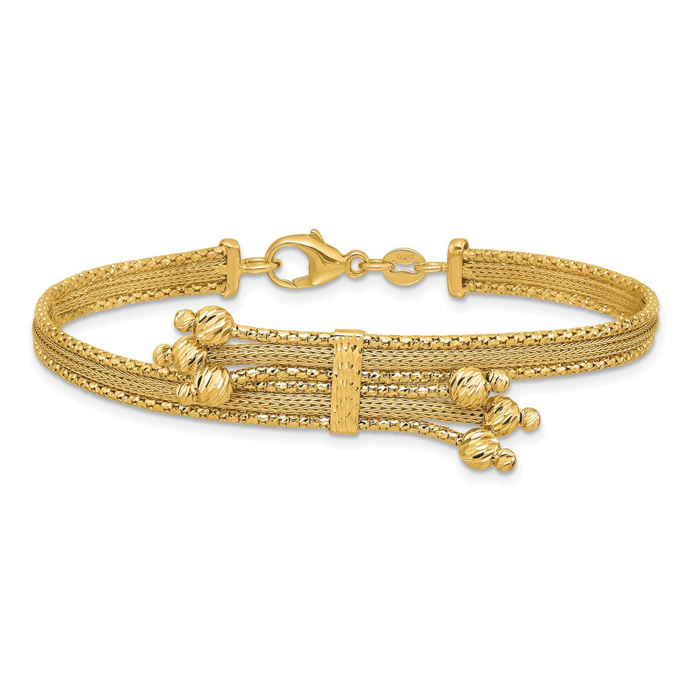 14K Yellow Gold Polish/Texture/Dia Cut Fancy Bracelet