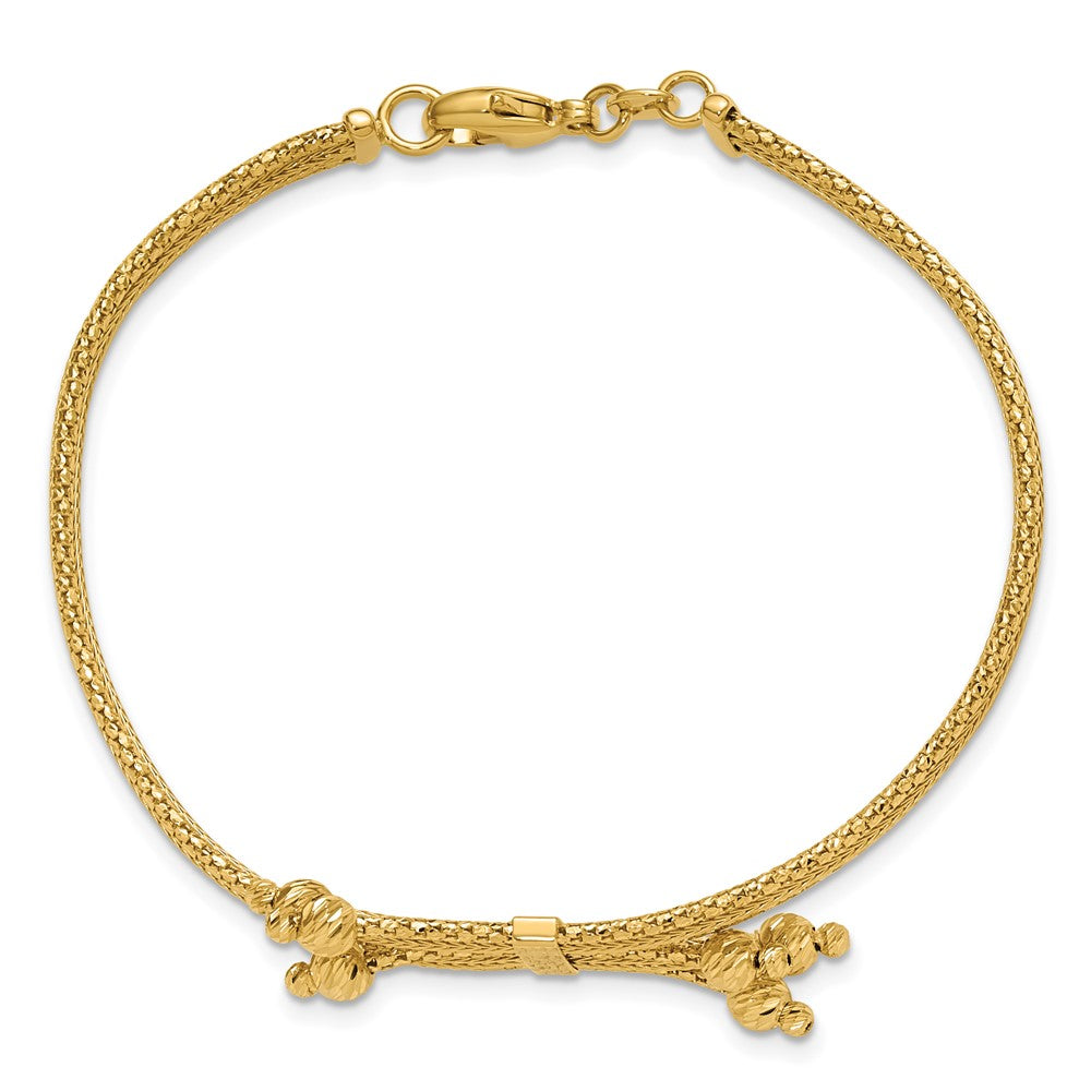 14K Yellow Gold Polish/Texture/Dia Cut Fancy Bracelet