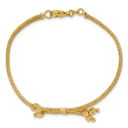 14K Yellow Gold Polish/Texture/Dia Cut Fancy Bracelet