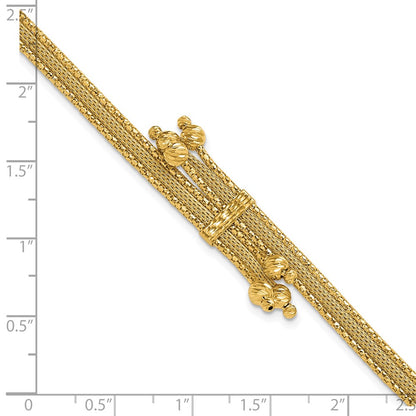 14K Yellow Gold Polish/Texture/Dia Cut Fancy Bracelet