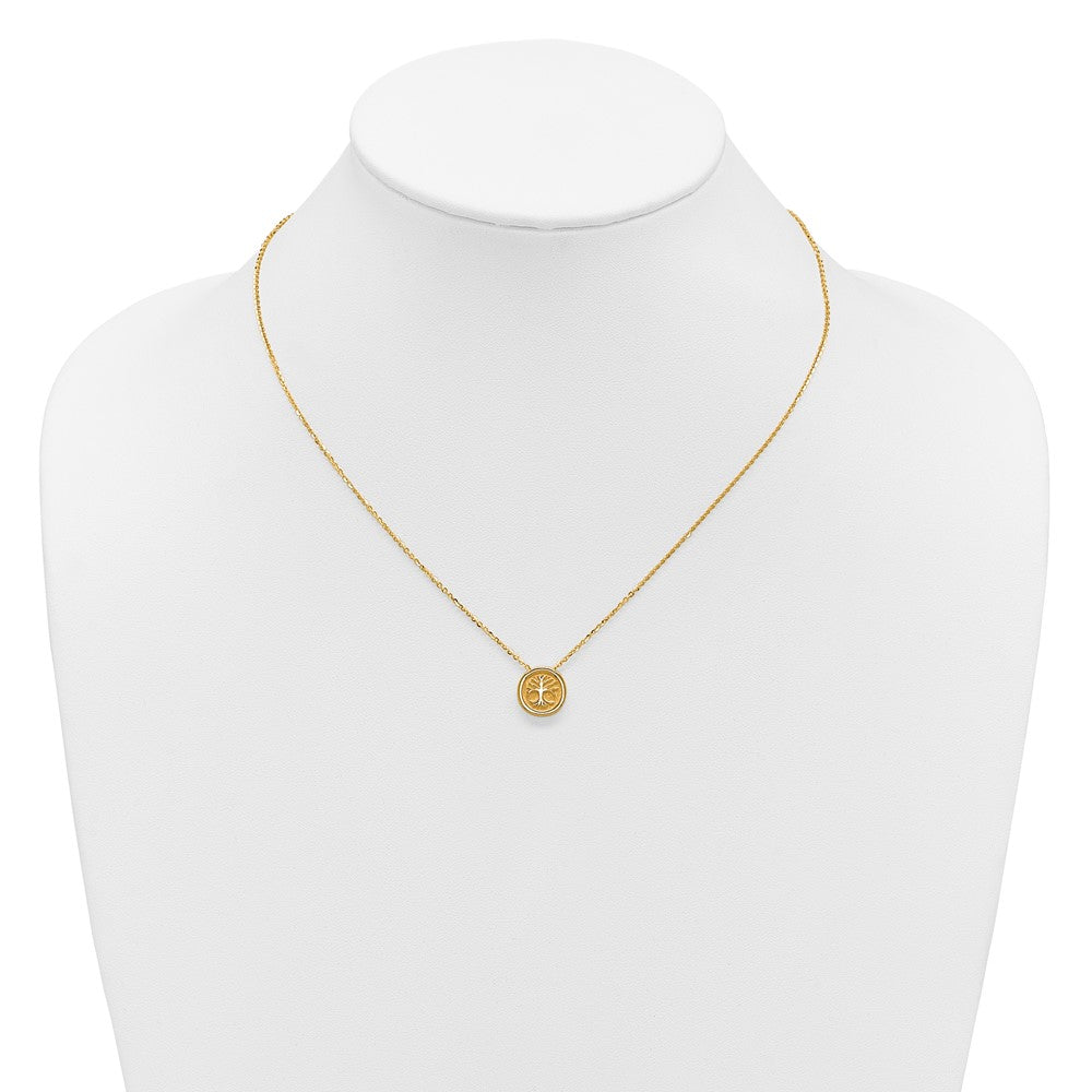 14K Yellow Gold Polished And Satin Tree Of Life Necklace